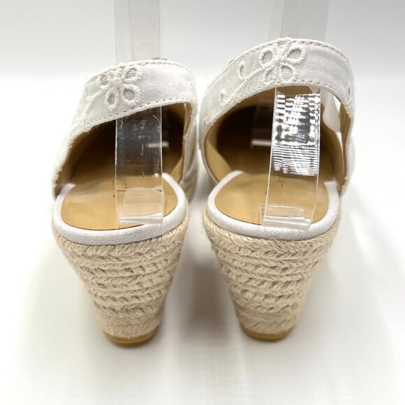 Talbots Womens Size 8 White Eyelet Espadrilles Wedges Heels Shoes - Picture 6 of 13